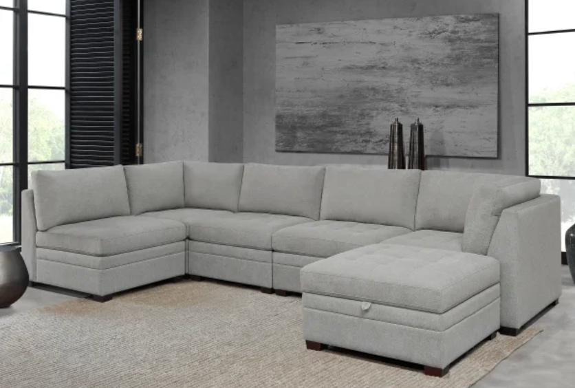 Thomasville Tisdale Fabric Sectional with Storage Ottoman