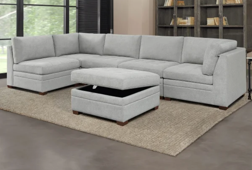 Thomasville Tisdale Fabric Sectional with Storage Ottoman
