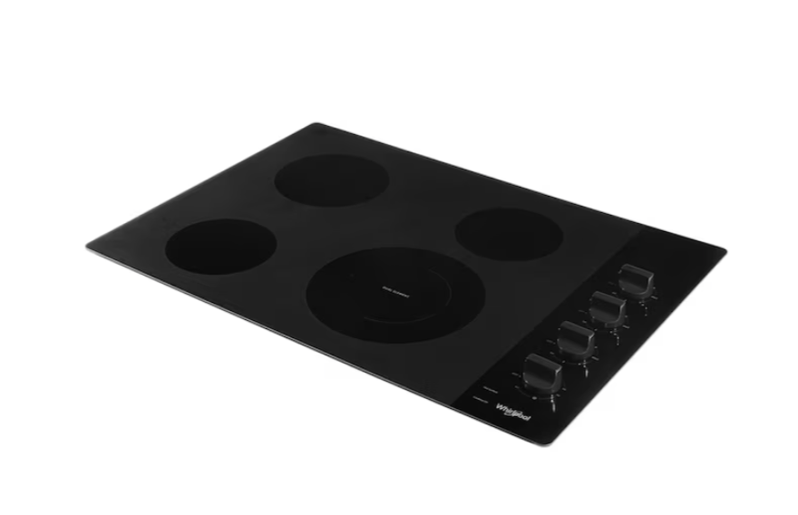 Whirlpool 30-in 4 Burners Smooth Surface (Radiant) Black Electric Cooktop Model #WCE55US0HB