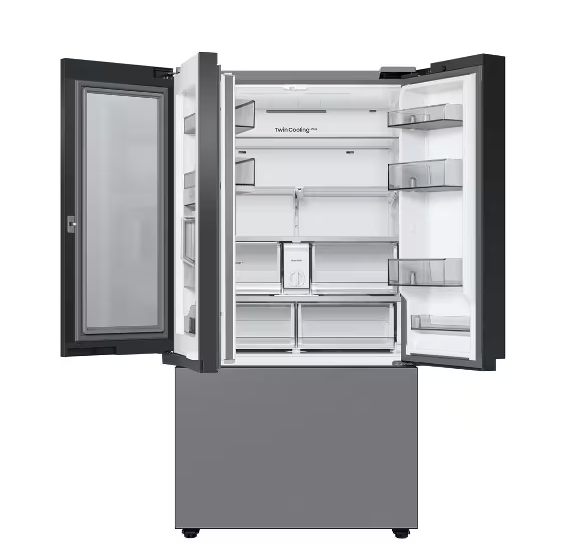 Samsung Bespoke 24 cu. ft. 3-Door French Door Smart Refrigerator with Beverage Center in Stainless Steel, Counter Depth Model:RF24BB6600QL