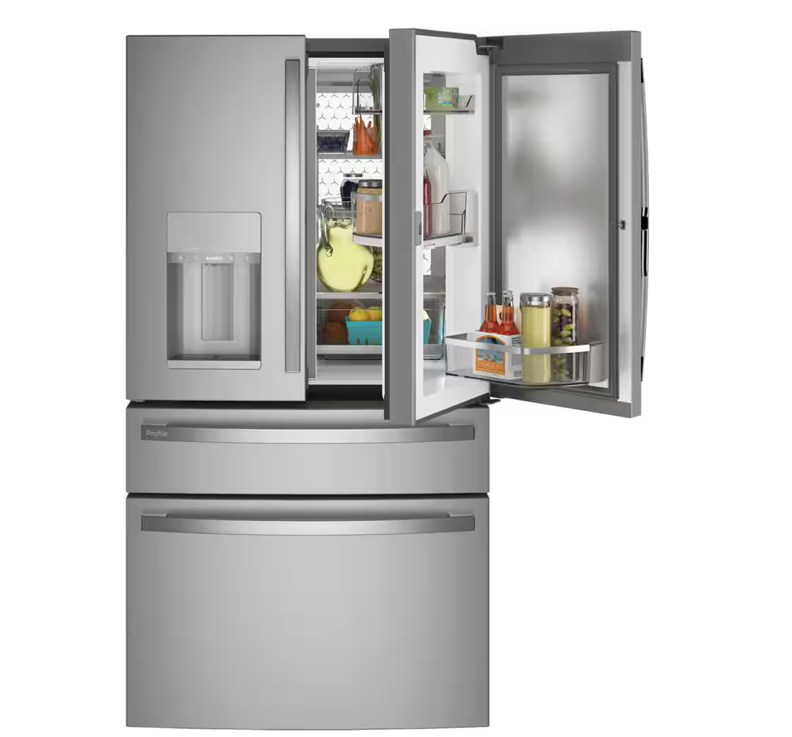 GE Profile 27.9 cu. ft. Smart 4-Door French Door Refrigerator with Door-in-Door in Fingerprint Resistant Model:PVD28BYNFS