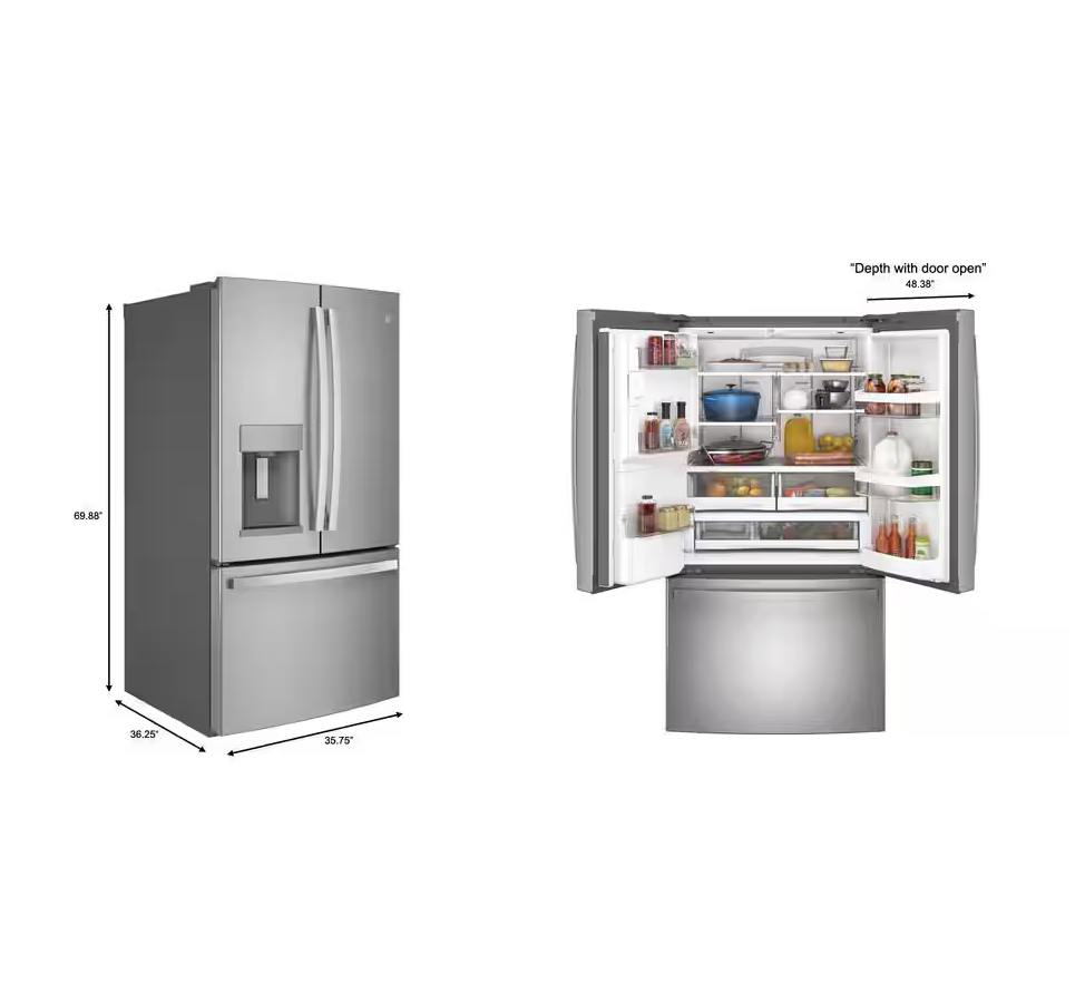 GE 27.7 cu. ft. French Door Refrigerator in Fingerprint Resistant Stainless Steel Model:GFE28GYNFS
