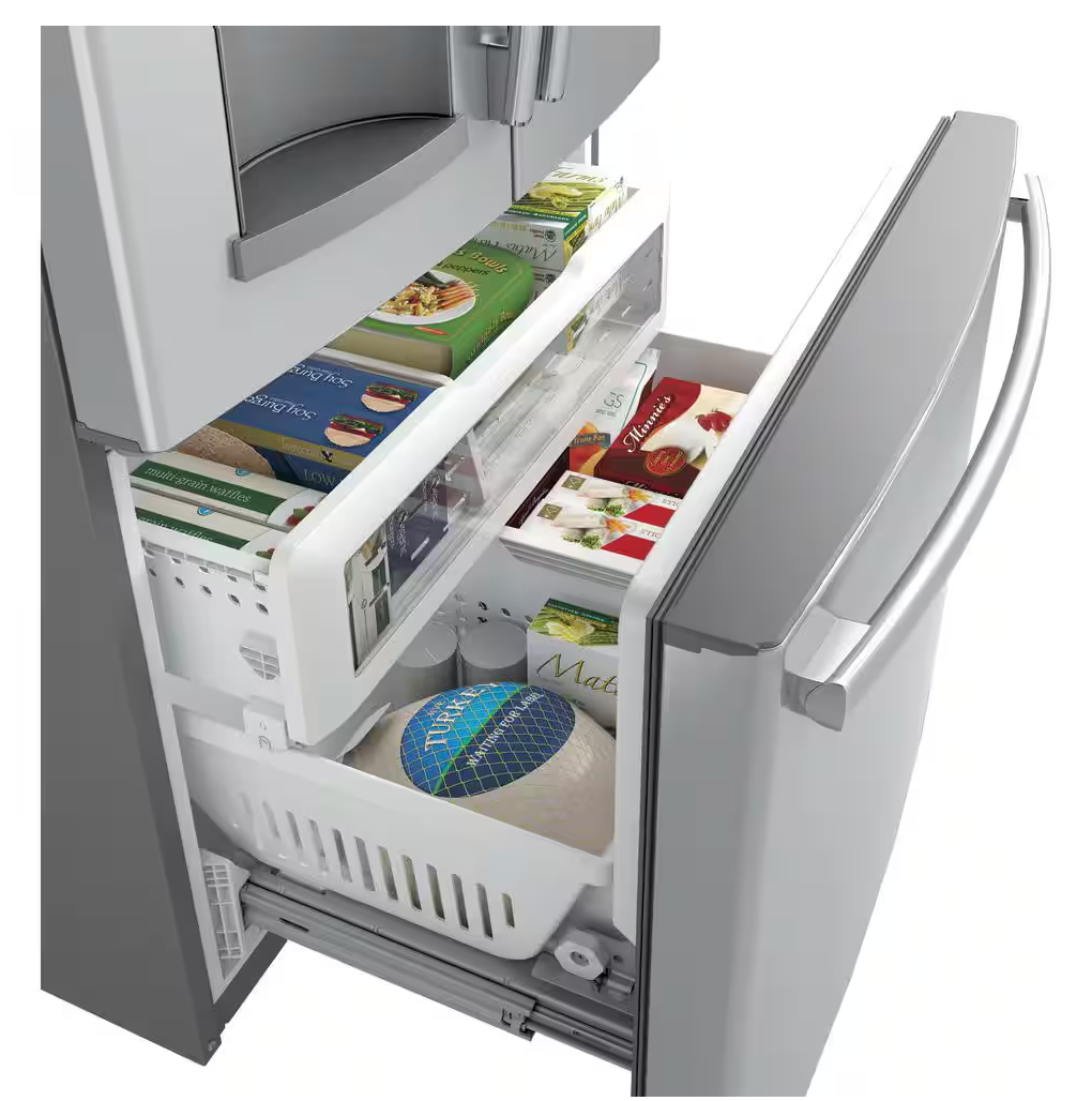 GE 27.7 cu. ft. French Door Refrigerator in Fingerprint Resistant Stainless Steel Model:GFE28GYNFS