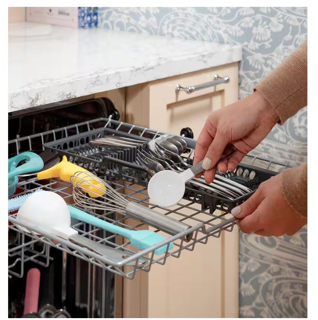 GE 24 in. Fingerprint Resistant Front Control Built-In Tall Tub Dishwasher w/ 3rd Rack, Bottle Jets, 45 dBA Model: GDF670SYVFS