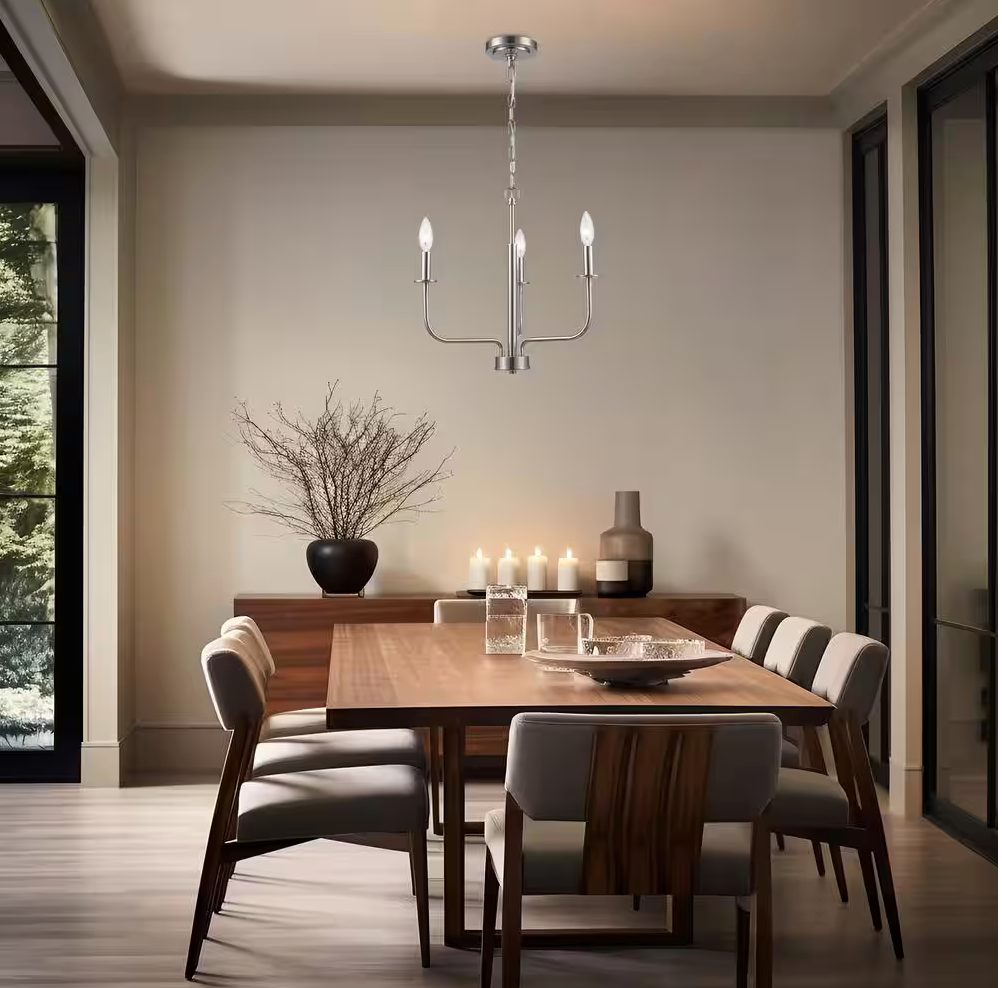 Bel Air Lighting Tennyson 3-Light Brushed Nickel Candle Chandelier