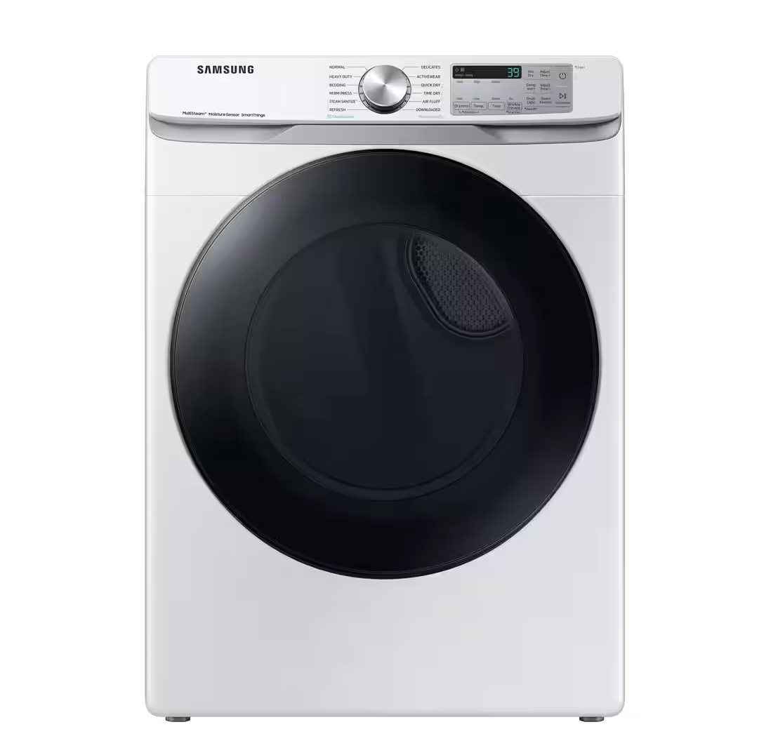 Samsung 7.5 cu. ft. Smart Stackable Vented Electric Dryer with Steam Sanitize+ in White Model# DVE45B6300W
