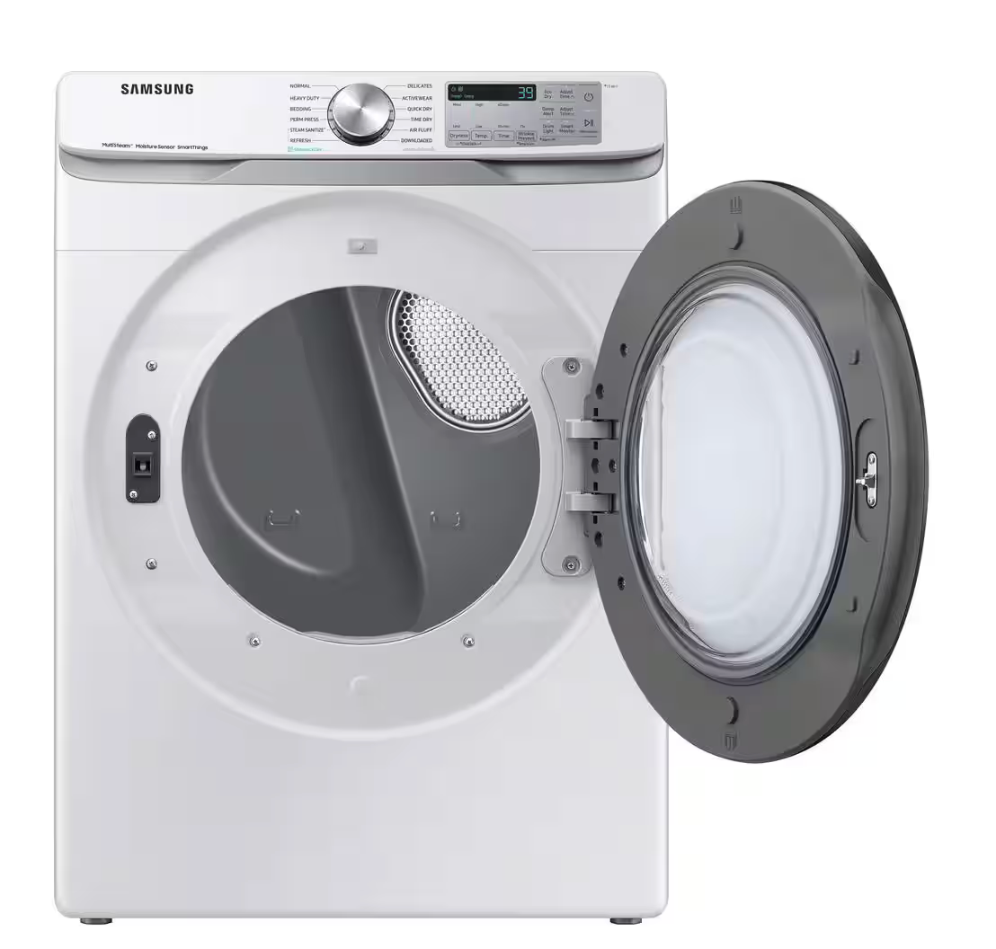 Samsung 7.5 cu. ft. Smart Stackable Vented Electric Dryer with Steam Sanitize+ in White Model# DVE45B6300W