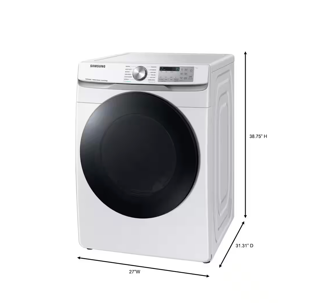 Samsung 7.5 cu. ft. Smart Stackable Vented Electric Dryer with Steam Sanitize+ in White Model# DVE45B6300W