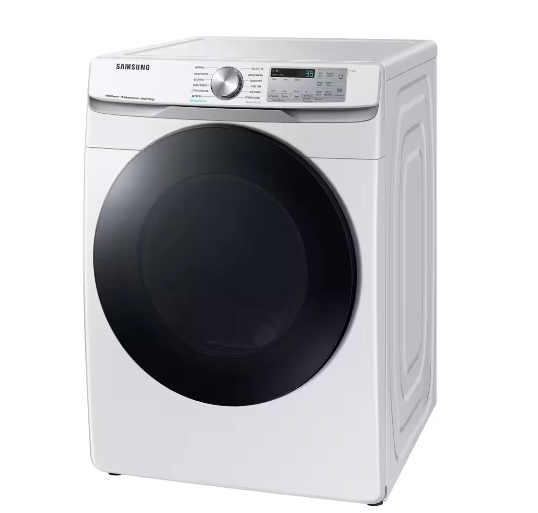 Samsung 7.5 cu. ft. Smart Stackable Vented Electric Dryer with Steam Sanitize+ in White Model# DVE45B6300W