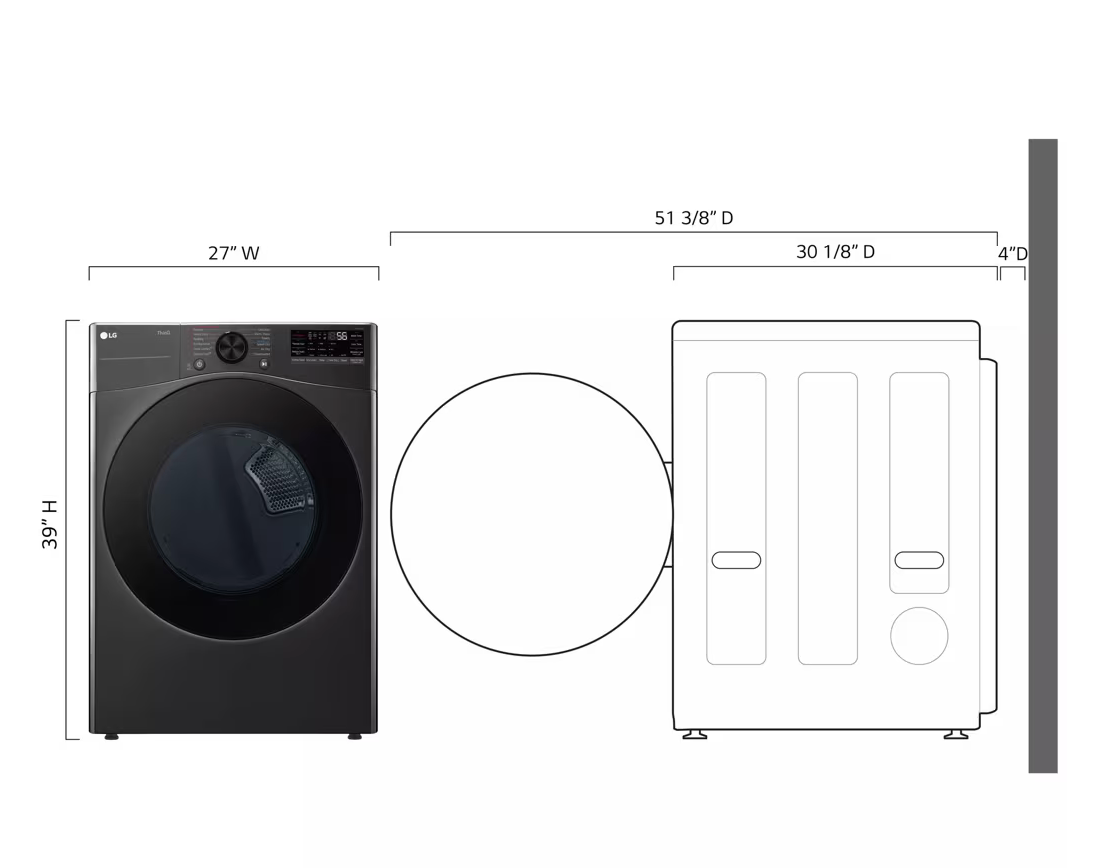 LG 7.4 cu. ft. Ultra Large Capacity Smart Front Load Energy Star Gas Dryer with Sensor Dry & Steam Technology Model# DLGX4081B