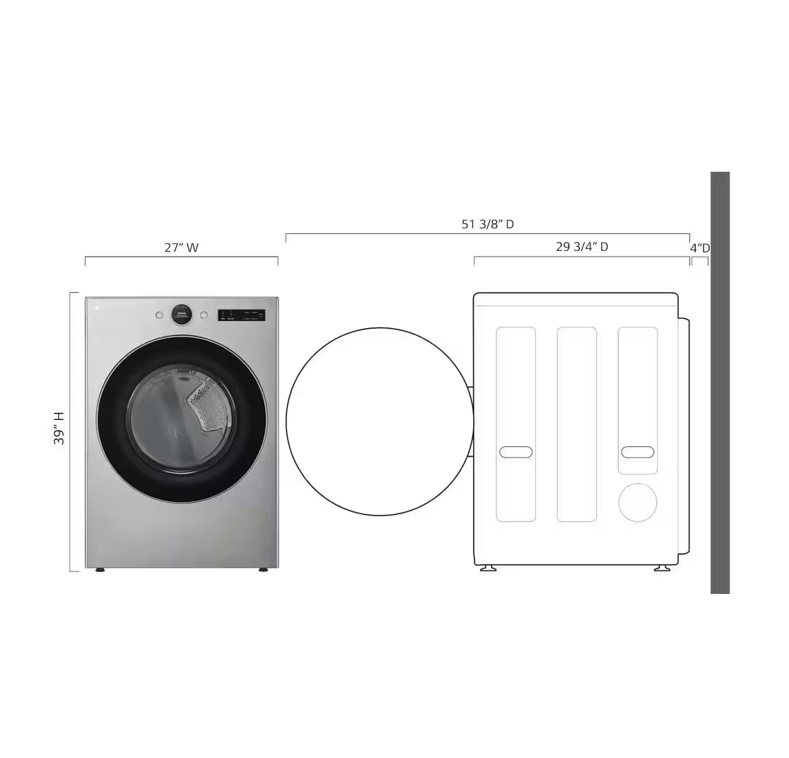 LG 7.4 cu. ft. Vented Stackable SMART Gas Dryer in Graphite Steel with TurboSteam and AI Sensor Dry Technology Model# DLGX5501V