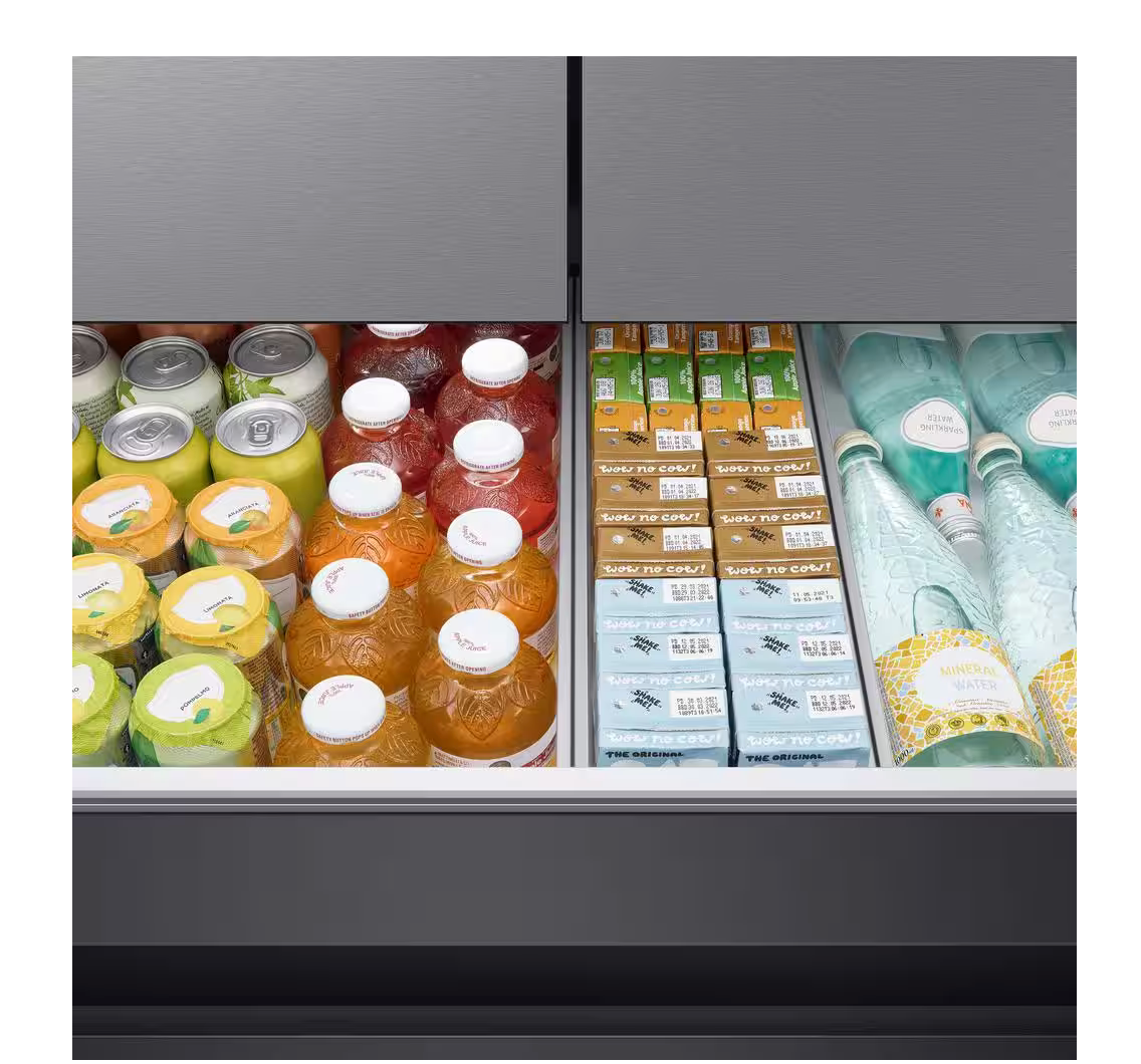 Samsung Bespoke 29 cu. ft. 4-Door French Door Smart Refrigerator with Beverage Center in Stainless Steel, Standard Depth Model# RF29BB8600QL