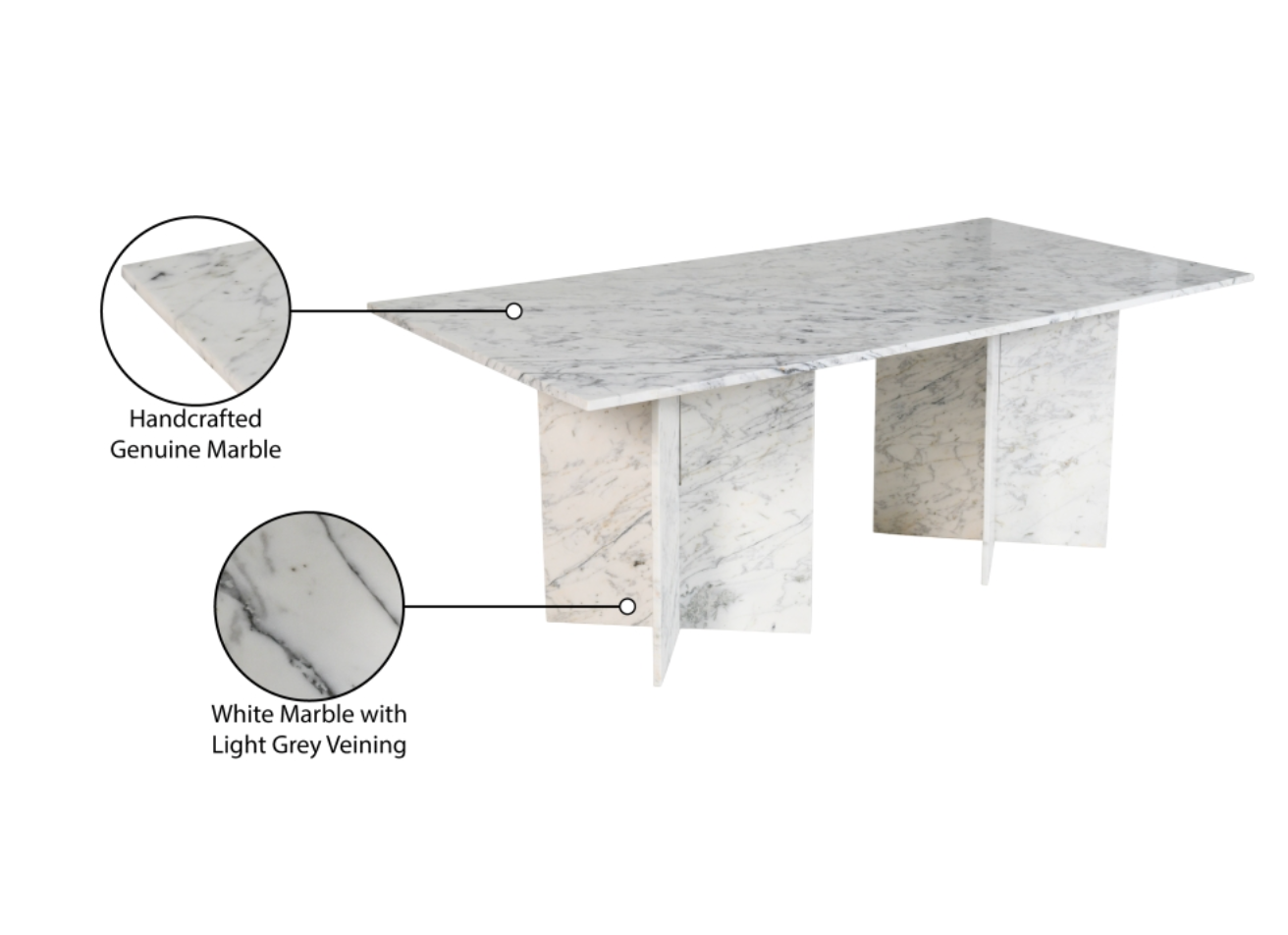 Meridian Verona 78" Dining Table SKU: 220White-DT78