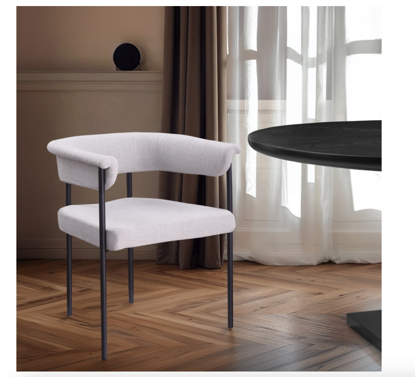Meridian Malin Linen Textured Fabric Dining Chair Set of 2