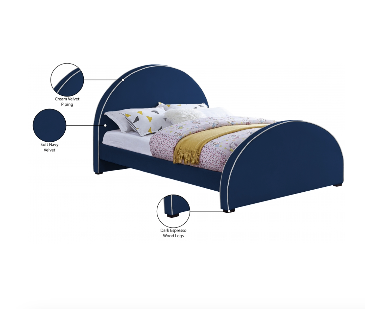 Meridian Brody Velvet Bed