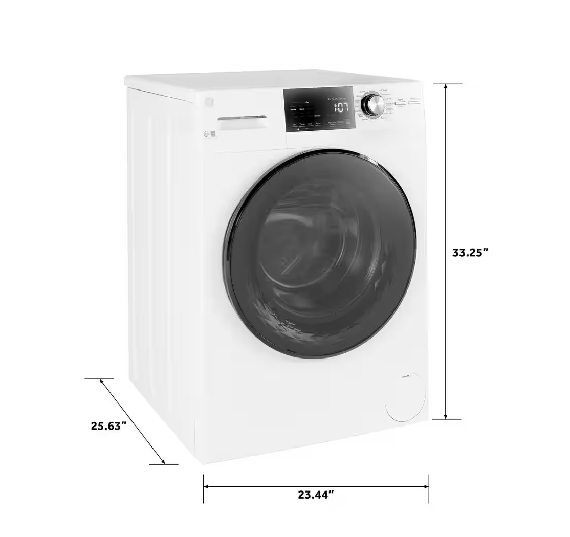GE 2.4 cu. ft. Stackable White Front Loading Washing Machine with Steam Model# GFW148SSMWW