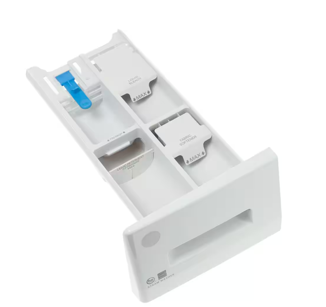 GE 2.4 cu. ft. Stackable White Front Loading Washing Machine with Steam Model# GFW148SSMWW