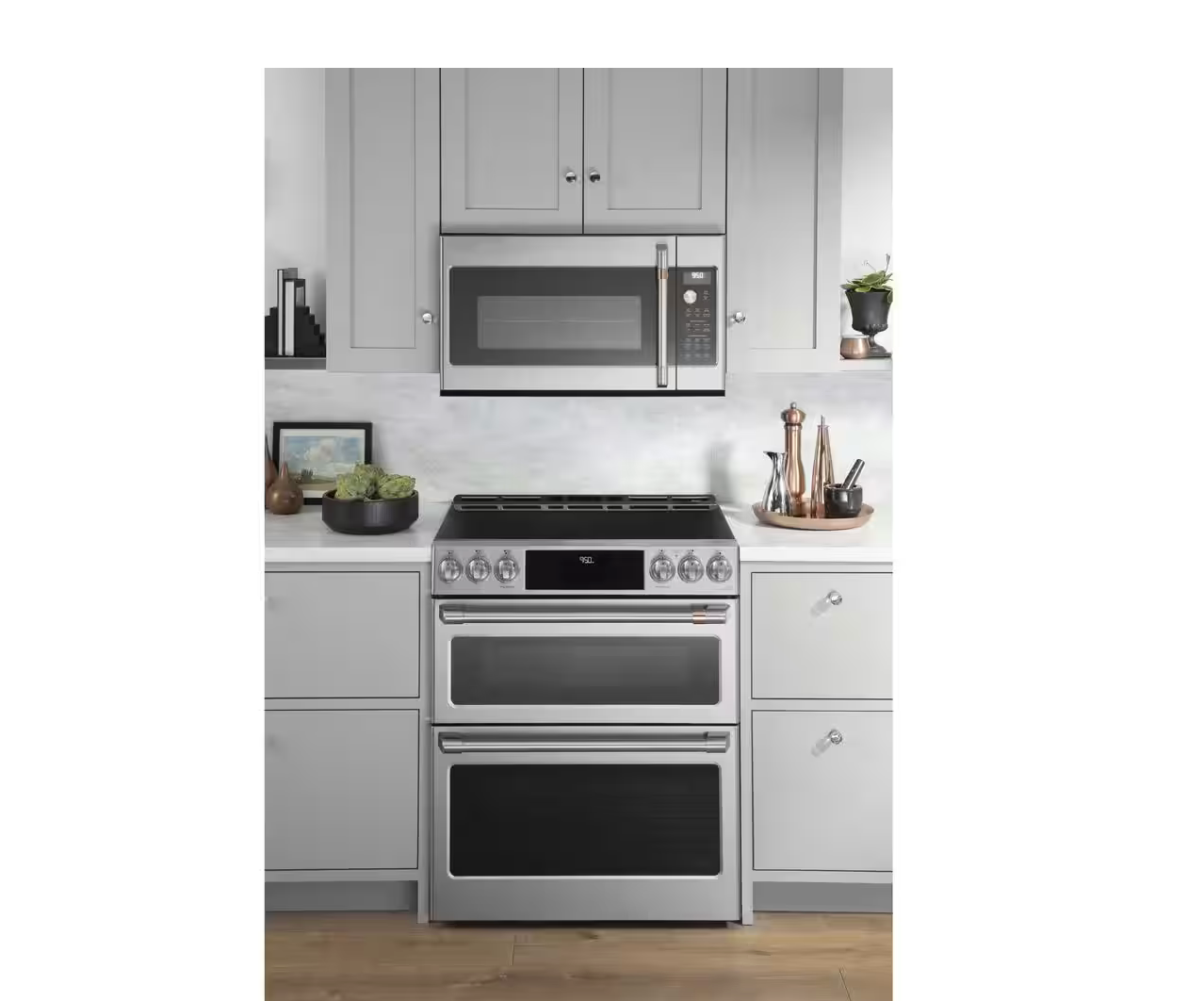 Cafe Model #CHS950P2MS1 30 in. 5 Burner Element Smart Slide-In Double Oven Induction Range with Convection in Stainless Steel