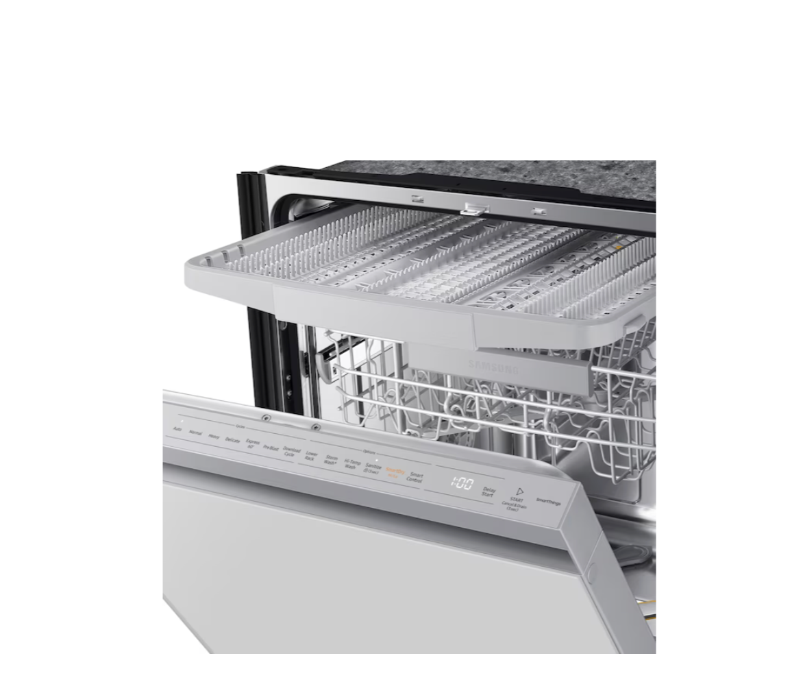 Samsung Model #DW80BB707012 Bespoke AutoRelease 24 inch Top Control Smart Compatible Built-in Dishwasher With Third Rack ( White Glass ) ENERGY STAR Certified 42-Decibels Quietest Sound Level