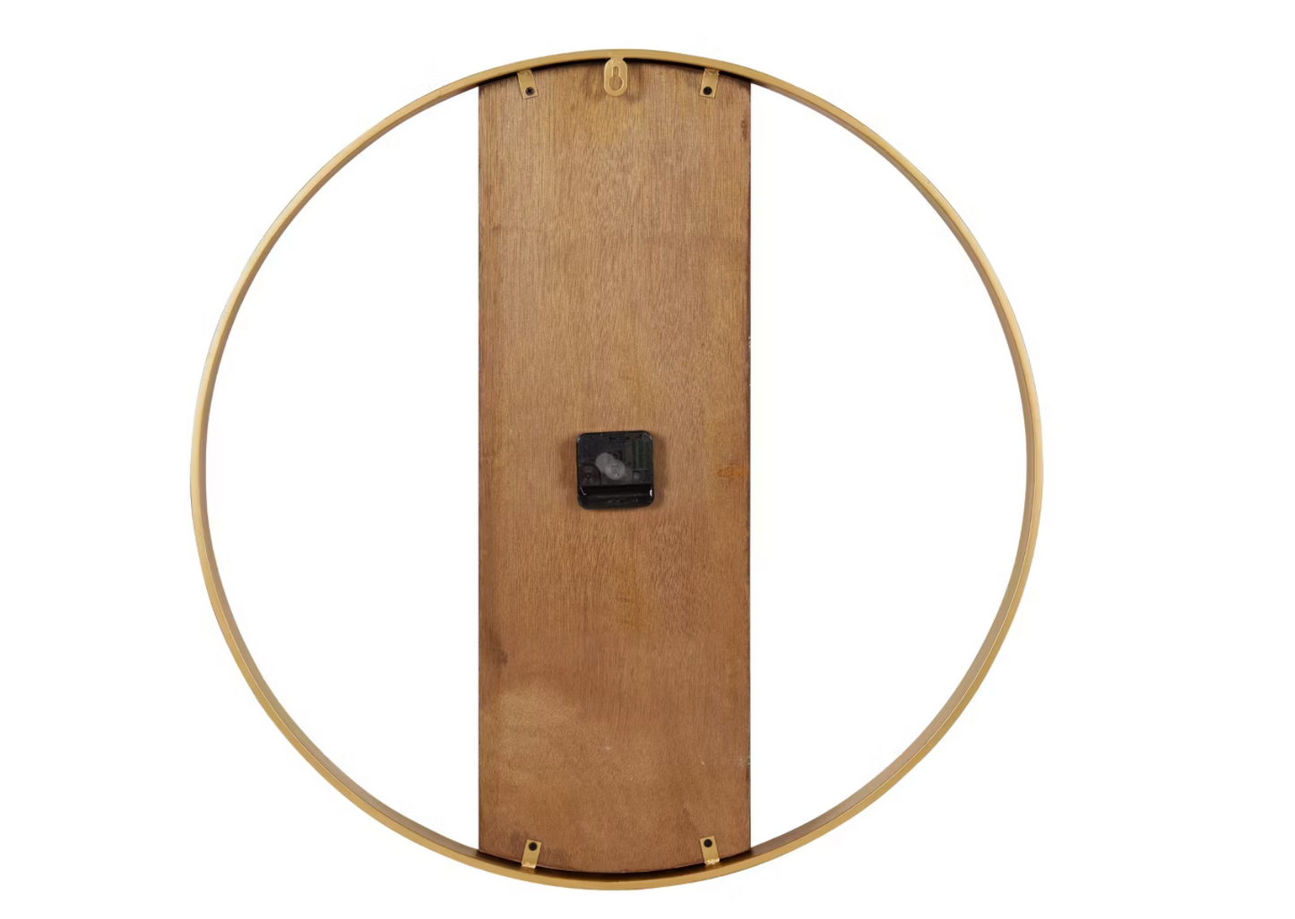 Kate and Laurel Ladd Round Metal Wall Clock, 24" Diameter, Walnut Brown and Gold