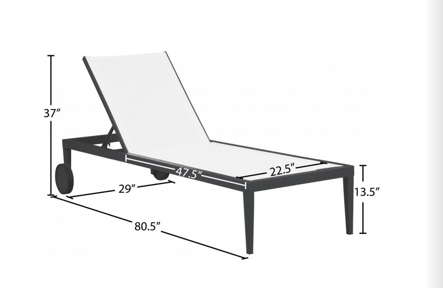 Meridian Nizuc Mesh Water Resistant Fabric Outdoor Patio Adjustable Sun Chaise Lounge Chair