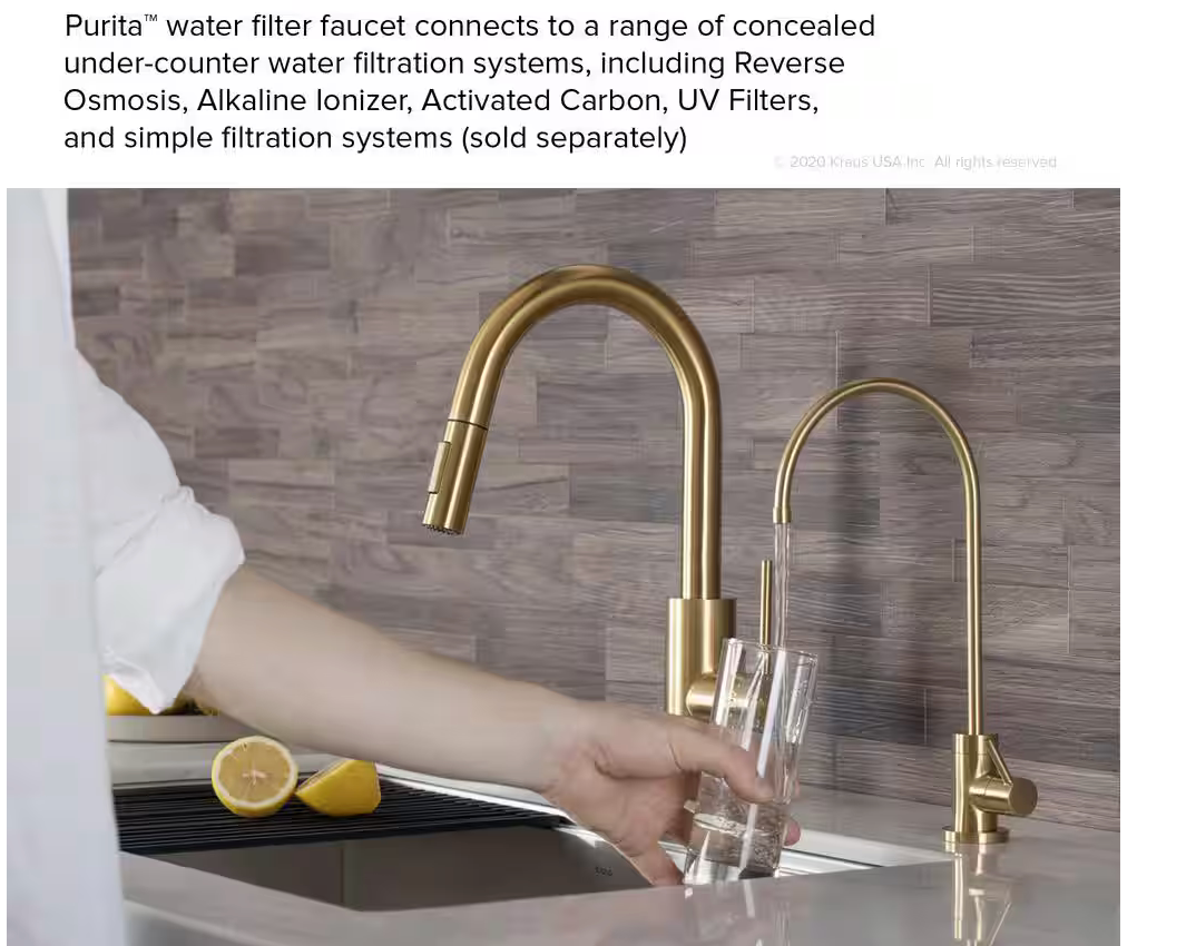 KRAUS Purita Single Handle 100% Lead-Free Beverage Faucet in Brushed Brass