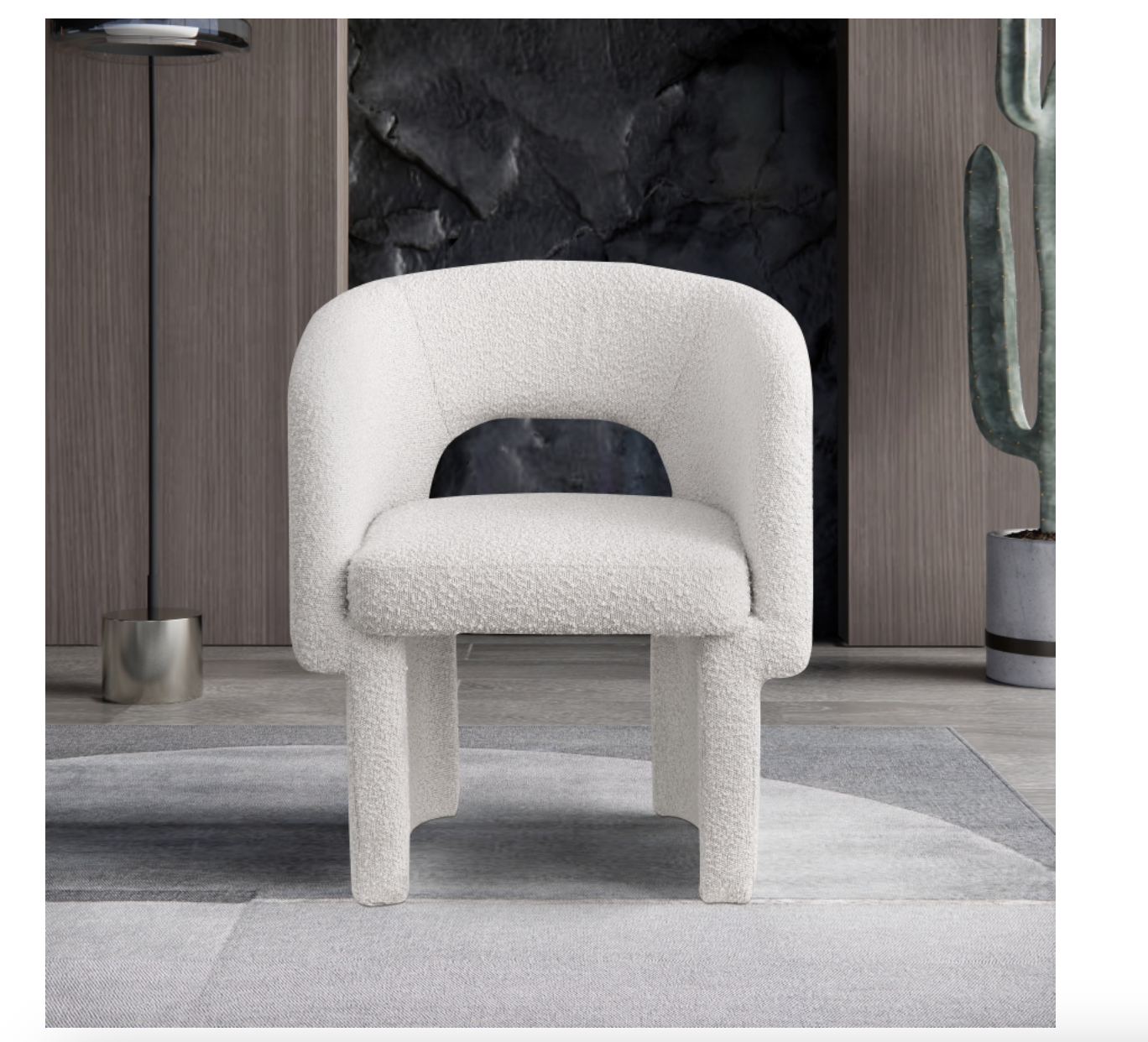 Meridian Emmet Boucle Fabric Dining Chair / Accent Chair