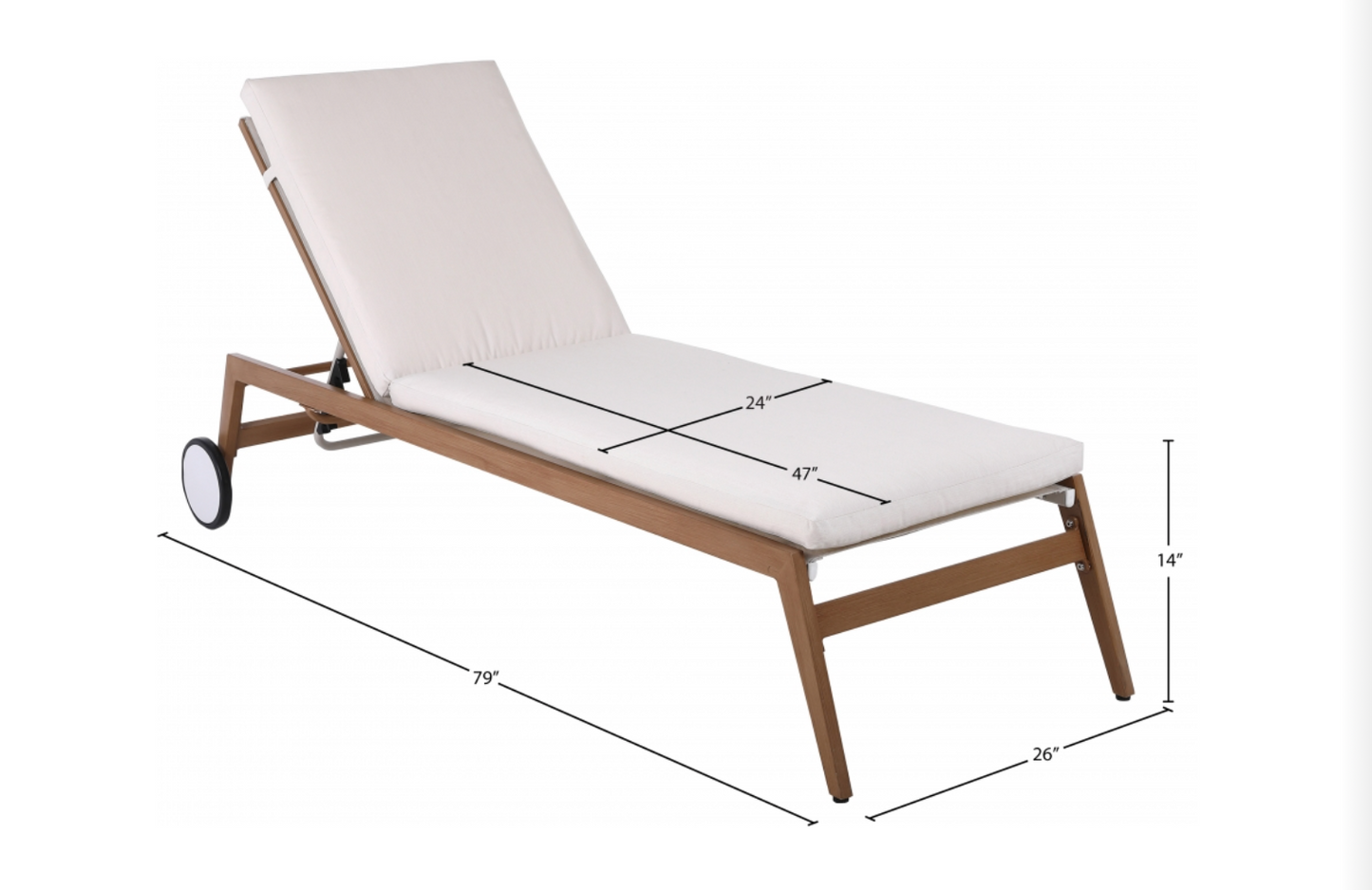 Meridian Maui Water Resistant Fabric Upholstered Outdoor Patio Lounger