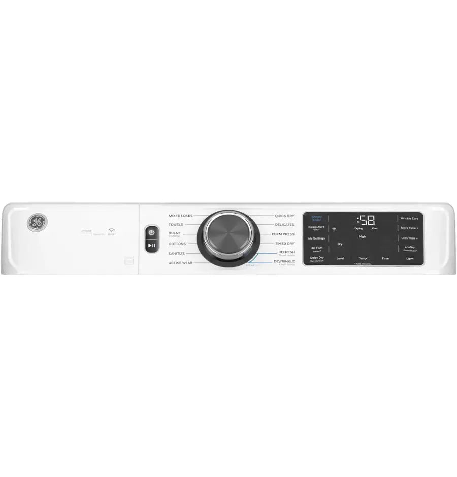GE - GFD55GSSNWW - 7.8 Cu. Ft. Stackable Smart Gas Dryer with Steam - White