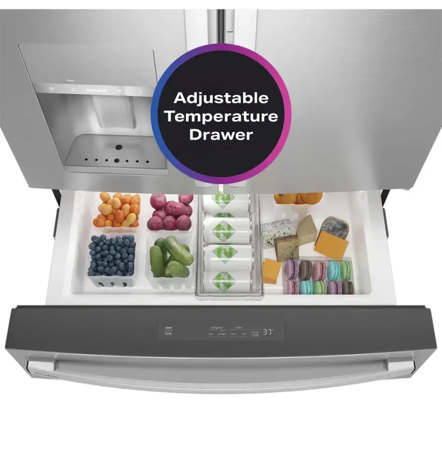 GE Profile -PVD28BYNFS- 27.9 Cu. Ft. 4-Door French Door Smart Refrigerator with Hands-Free AutoFill - Stainless Steel
