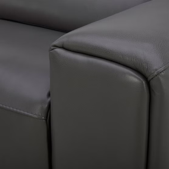 Aiden & Ivy Karson Leather Power Reclining Sectional with Power Headrests, Gray