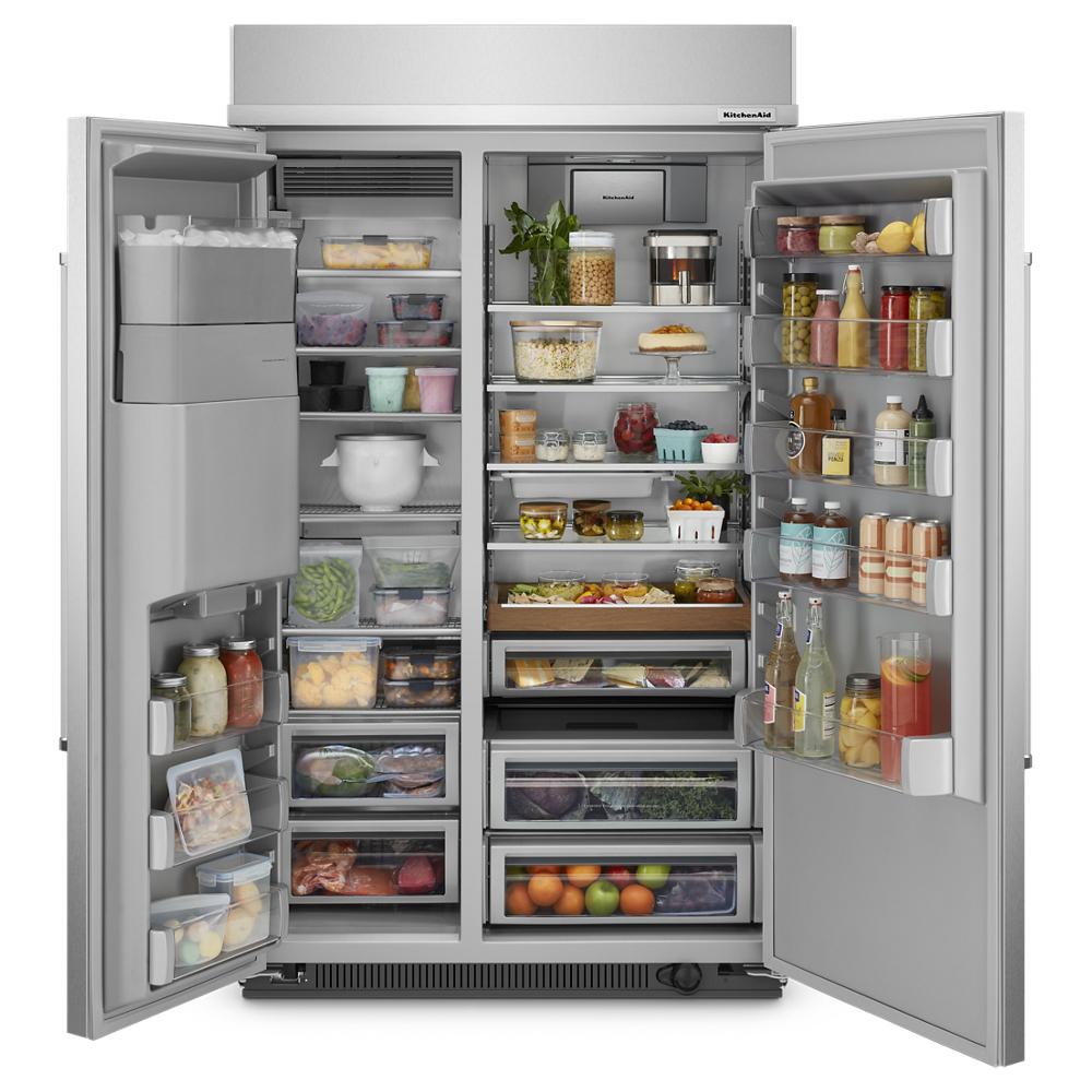 KitchenAid® KBSD708MSS 29.4 Cu. Ft. 48" Built-In Side-by-Side Refrigerator