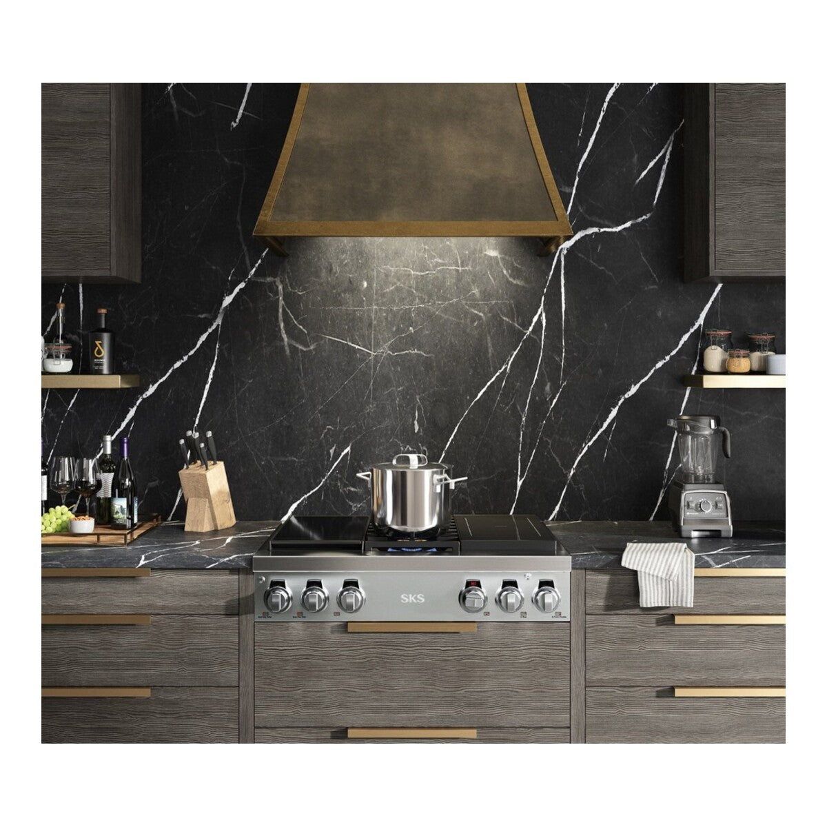 SKS SKSRT360SIS 36" Dual-Fuel Pro Rangetop with Sous Vide and Induction, Stainless Steel