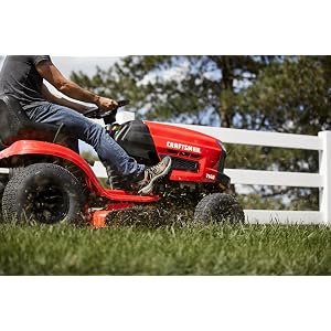 Craftsman 46" Automatic Gas Riding Lawn Mower with 18.5 HP* Briggs and Stratton Single-Cylinder Engine, Gas Lawn Tractor with Foot Pedal Control, Red