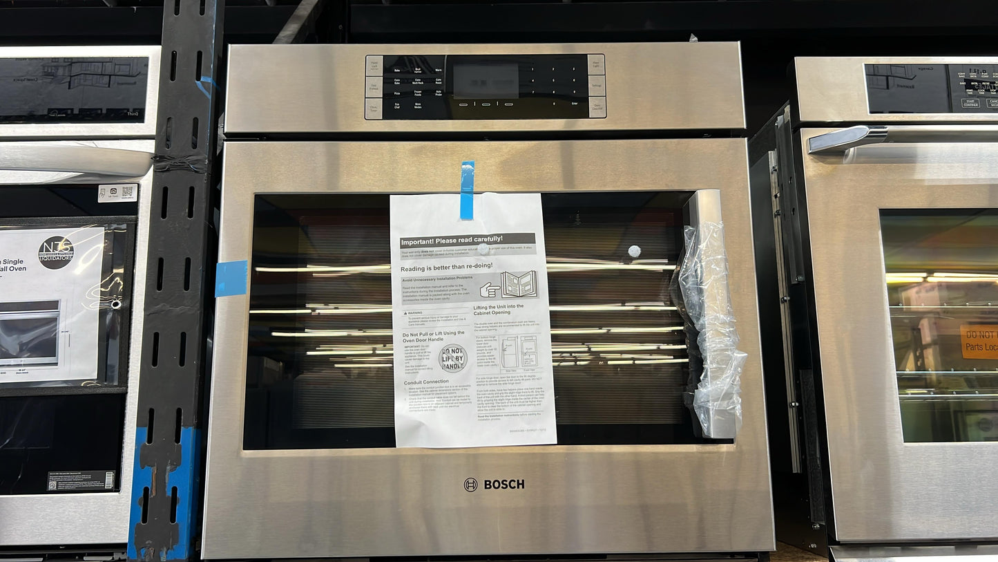 Bosch Benchmark Series - HBLP451LUC - 30 Inch Single Convection Electric Wall Oven with 4.6 cu. ft. Capacity, Self-Clean, 14 Cooking Modes, Fast Preheat, and Temperature Probe: Left Hinge Door Swing