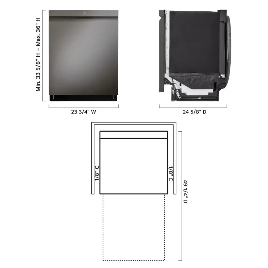 LG - LDPH7972D - 24" Top Control Smart Built-In Stainless Steel Tub Dishwasher with 3rd Rack, QuadWash Pro and 42dba - PrintProof Black Stainless steel