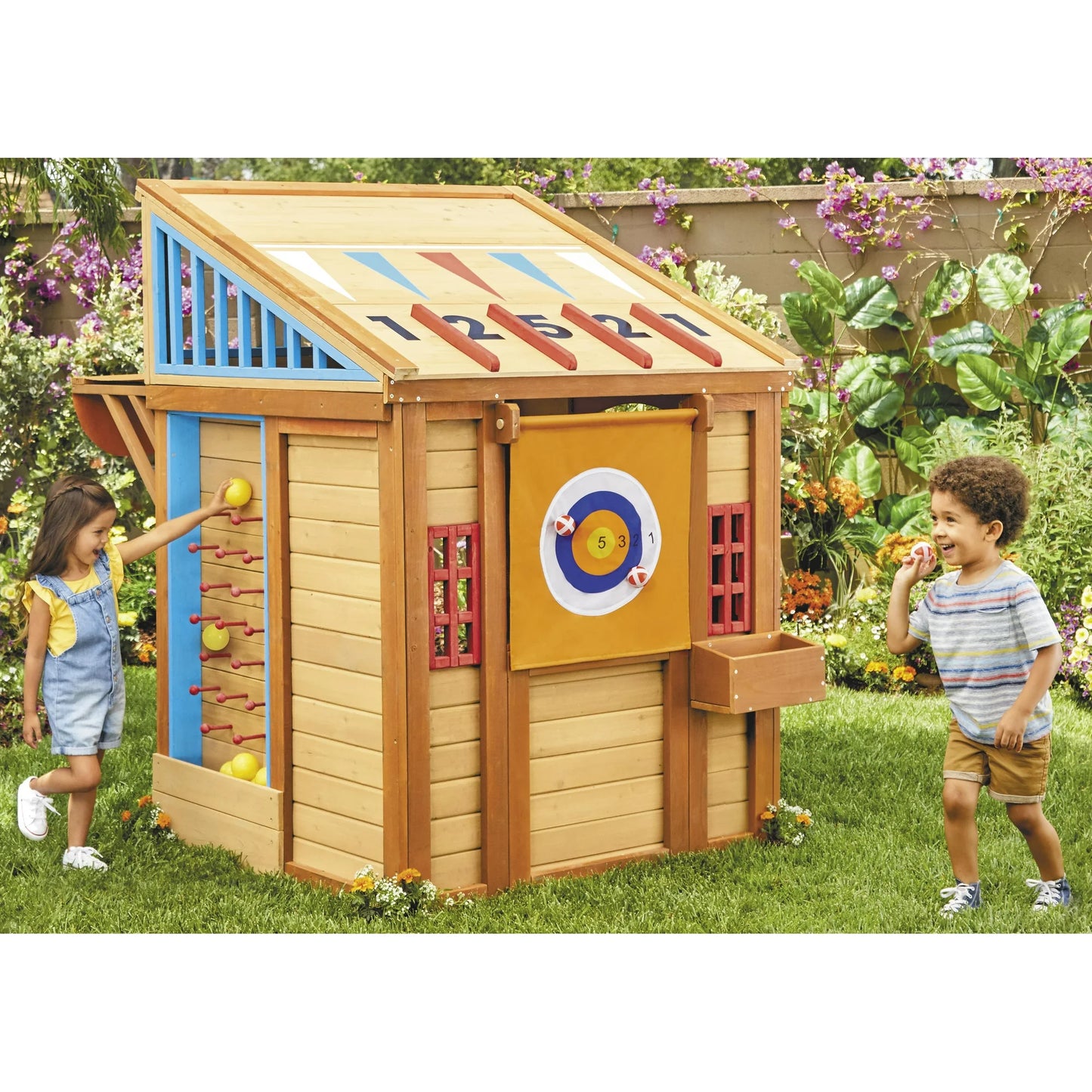 Little Tikes® Real Wood Adventures  5-in-1 Game House, Wooden Playhouse, Skee-Ball & More for Playground Backyard Set Suitable For Kids, Boys and Girls Ages 3+