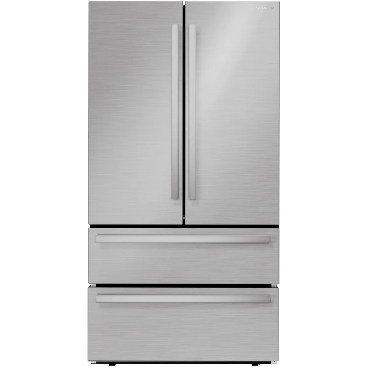 Sharp - SJG2351FS - 36 Inch French 4-Door Counter Depth Refrigerator with 22.5 Cu. Ft. Capacity, Adjustable Slide-In Shelf, Humidity-Controlled Crisper Drawers, Interior Automatic Ice Maker, NSF Certified, and Energy Star Certified