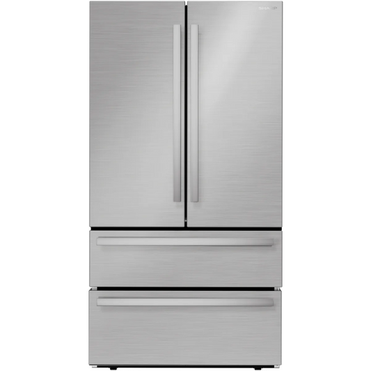 Sharp - SJG2351FS - 36 Inch French 4-Door Counter Depth Refrigerator with 22.5 Cu. Ft. Capacity, Adjustable Slide-In Shelf, Humidity-Controlled Crisper Drawers, Interior Automatic Ice Maker, NSF Certified, and Energy Star Certified