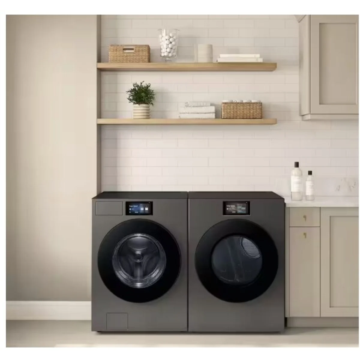 Samsung BESPOKE - DV90F53AES - 27 Inch Front Load AI Ultra Capacity Electric Dryer with 7.6 cu ft Capacity, 7 Inch AI Home LCD Touchscreen, AI OptiDry+, Steam Sanitize+