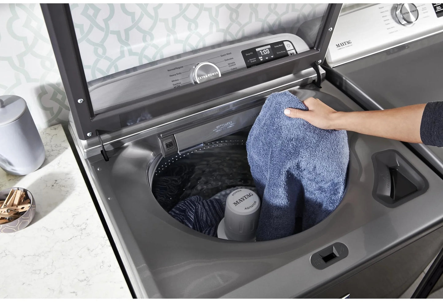 Maytag MVW7230HC - 5.2 Cu. Ft. High Efficiency Smart Top Load Washer with Extra Power Button - Metallic Slate