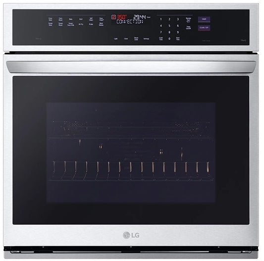 LG - WSEP4727F - 30 Inch Single Electric Smart Wall Oven with 4.7 cu. ft. True Convection Oven, EasyClean®, Air Fry, Steam Sous Vide, InstaView®, and SmoothTouch® Glass Controls: PrintProof Stainless Steel