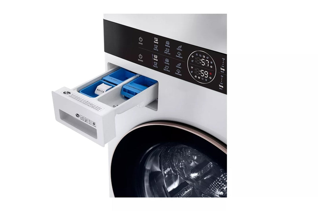 LG- WKG101HWA  - 4.5 Cu. Ft. HE Smart Front Load Washer and 7.4 Cu. Ft. Gas Dryer WashTower with Steam and Built-In Intelligence - White
