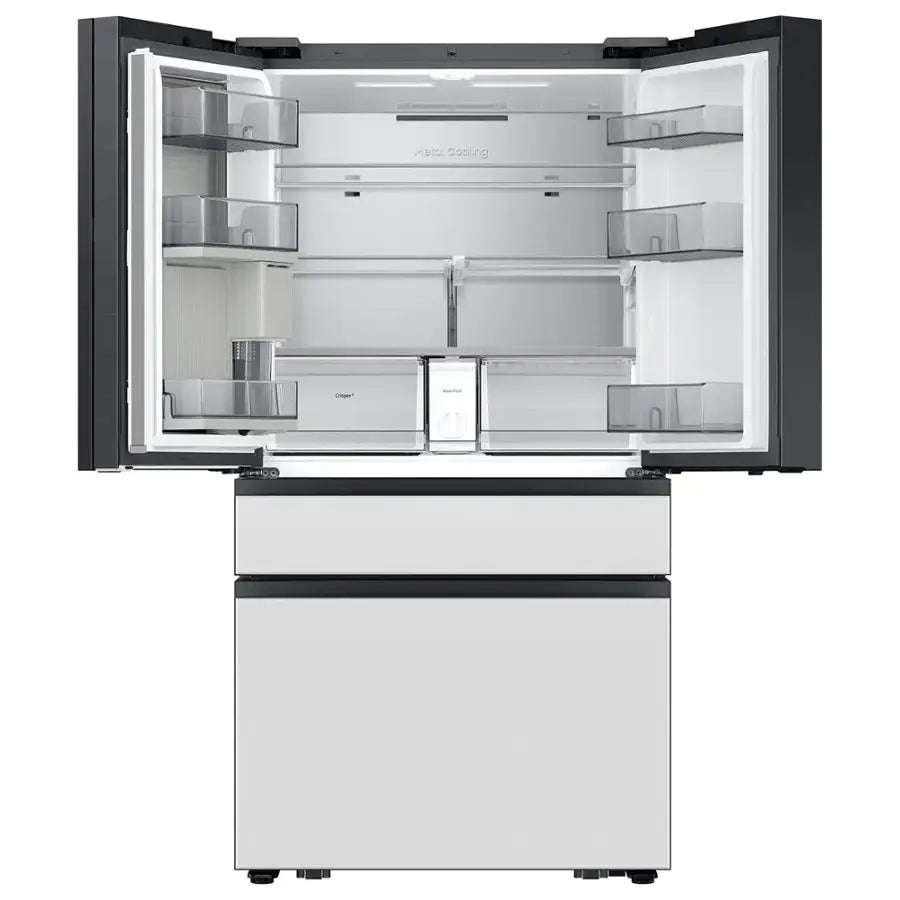 Samsung -RF90F29AEWAA-Bespoke 29 cu. ft. 4-Door French Door Refrigerator with AI Family Hub+ - White Glass