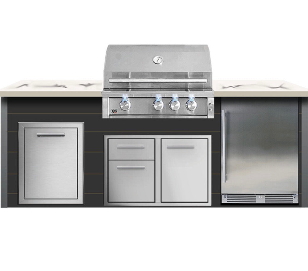 XO 32" XLT Designer Modular BBQ Island, Black (Appliances Included)