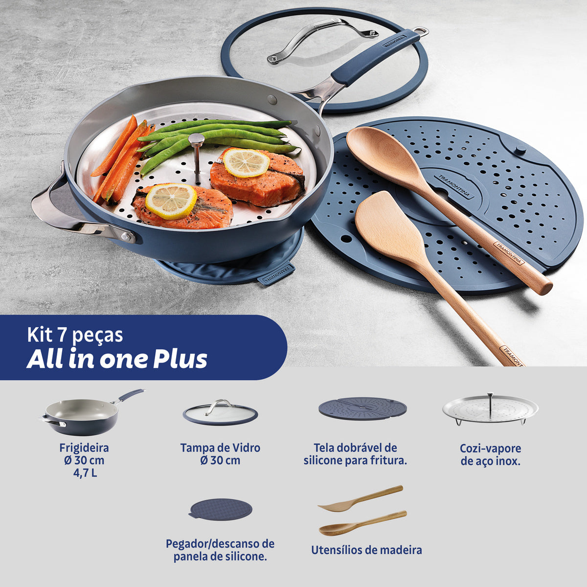 Tramontina - All in One Plus 7-Piece Kit with Ceramic Interior Coating and Silicone Exterior