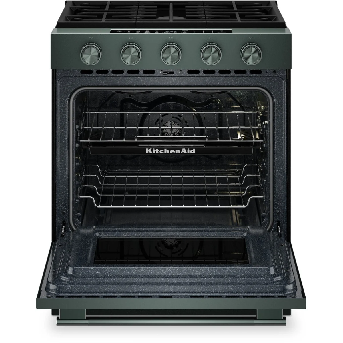 KitchenAid - KSGS530SJP - 30 Inch Slide-In Smart Gas Range with 5 Sealed Burners, 5.0 cu. ft. Oven Capacity, 2-in-1 Burner, Even-Heat™ True Convection, Rapid Boil, Continuous Cast-Iron Grates, Air Fry