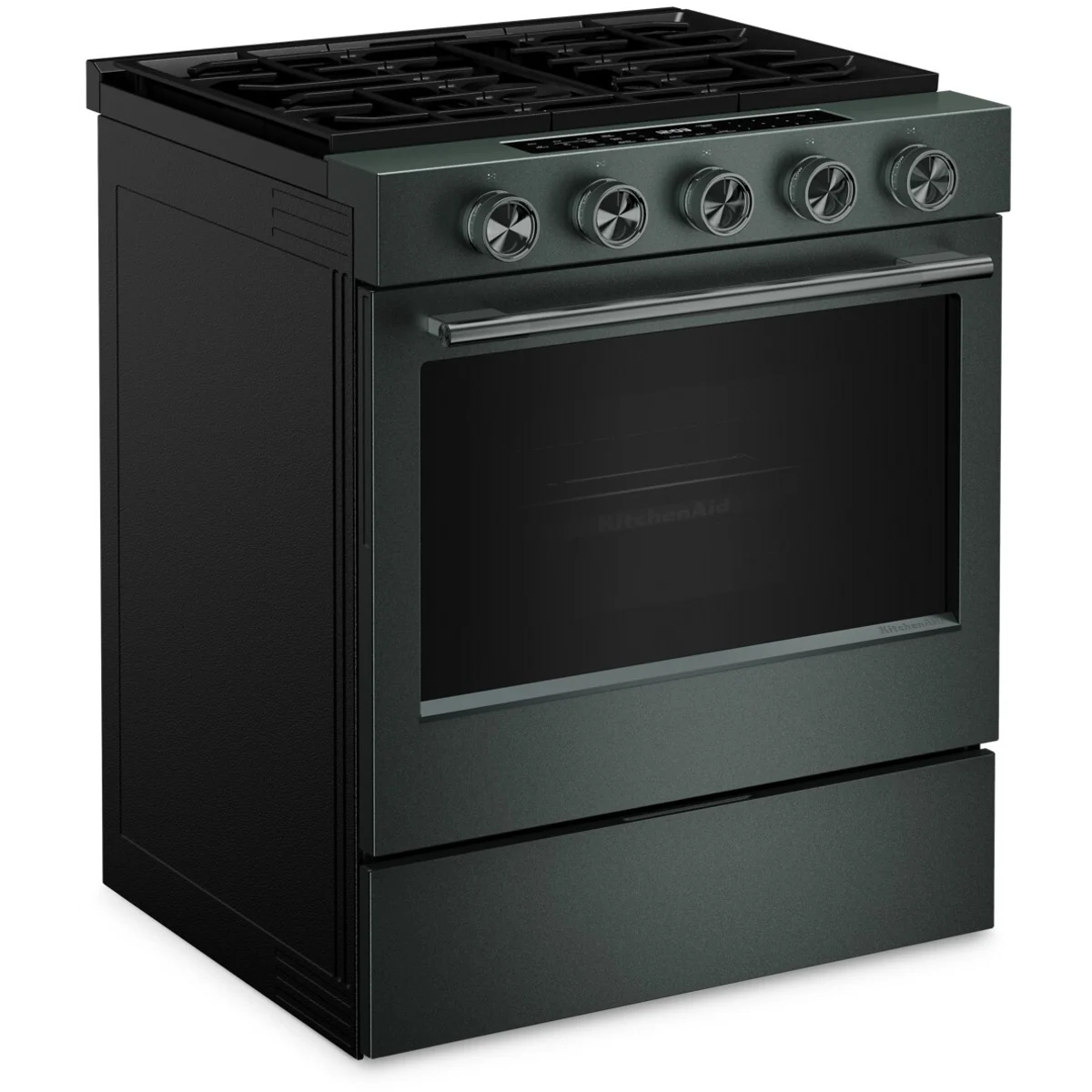 KitchenAid - KSGS530SJP - 30 Inch Slide-In Smart Gas Range with 5 Sealed Burners, 5.0 cu. ft. Oven Capacity, 2-in-1 Burner, Even-Heat™ True Convection, Rapid Boil, Continuous Cast-Iron Grates, Air Fry