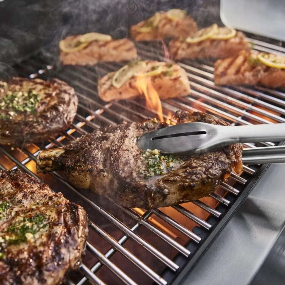 Weber Genesis - 1500580 - 64 1/2 Inch Genesis S-415 Natural Gas Grill with 820 sq. in. Total Cooking Area, PureBlue Burner, Cooking Grates, Flavourizer Bars, and Grease Management System
