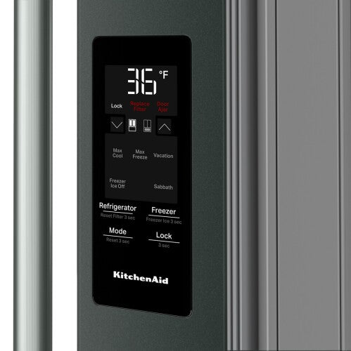 KitchenAid - KRFF436SJP - 36 Inch Freestanding French Door Refrigerator with 30.52 cu. ft. Total Capacity, Exterior Water/Ice Dispenser, Signature Platinum Interior, Preserva® Food Care System, Touch Panel Controls